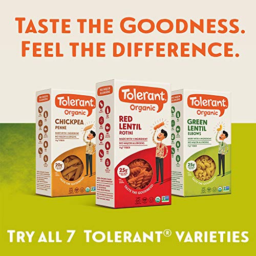 Tolerant Organic Gluten Free Green Lentil Rotini Pasta, One 8 Ou
