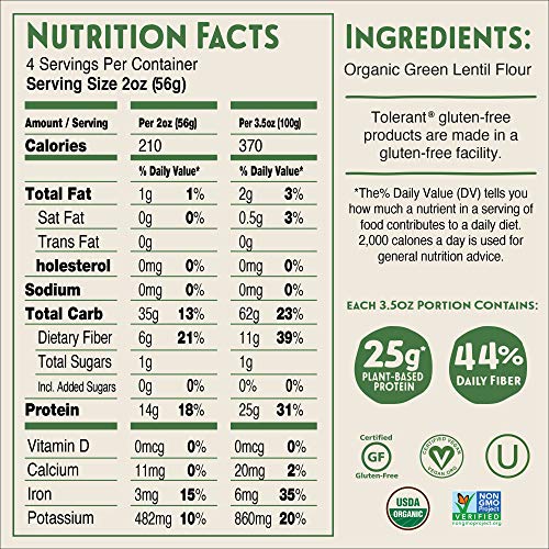 Tolerant Organic Gluten Free Rotini Pasta Variety Pack Green Le