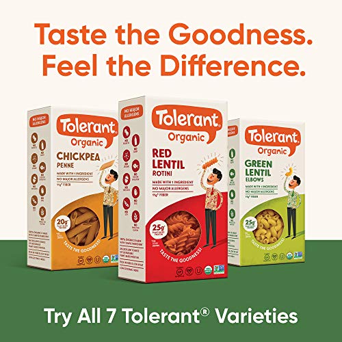Tolerant Organic Green Lentil Elbow Pasta, 8 Oz Box Case Of 6,