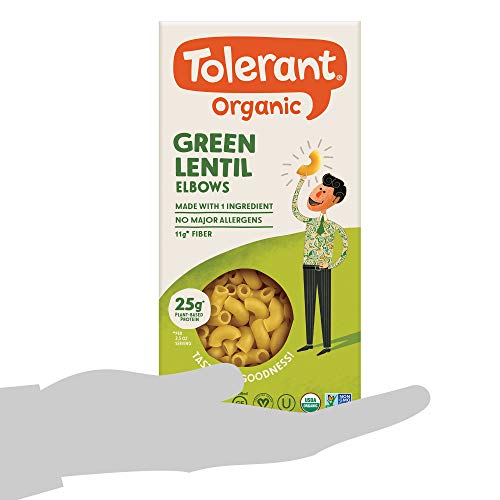 Tolerant Organic Green Lentil Elbow Pasta, 8 Oz Box Case Of 6,