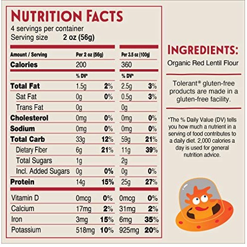 Tolerant Organic Kids Red Lentil Galaxy Pasta, 8 Ounce Box Case