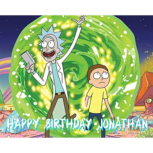 Rick &Amp; Morty Image Photo Cake Topper Sheet Personalized Custom C Rick &Amp; Morty Image Photo Cake Topper Sheet Personalized Custom C