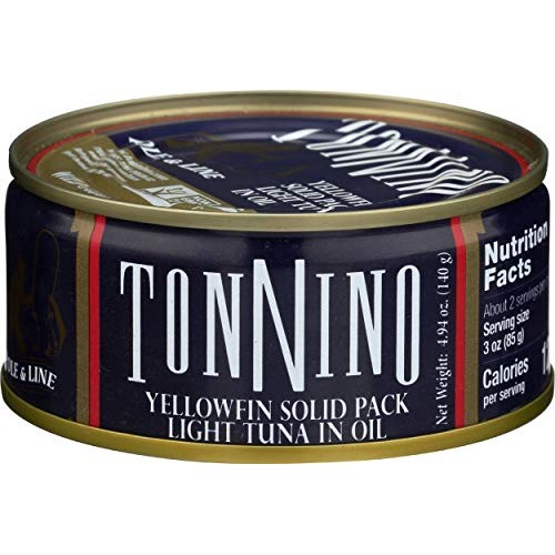 Tonnino Tuna, Tuna Yellow Fin Solid Pack In Olive Oil, 4.94 Ounce