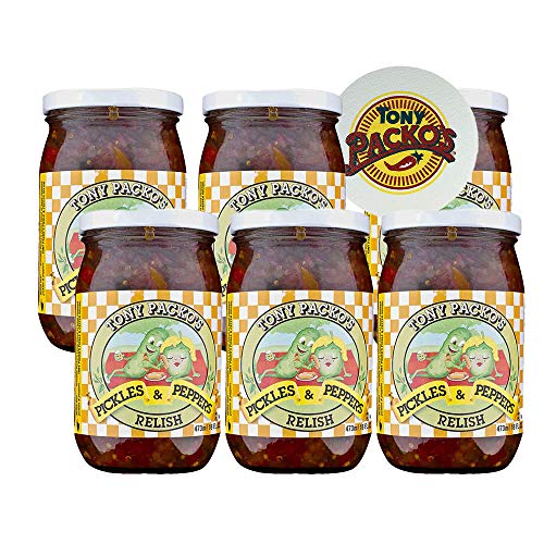 Tony Packos Pickles And Peppers Relish Pack Of 6 With Jar Opener