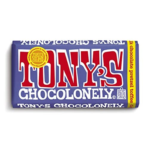Tonys Chocolonely 42% Dark Milk Chocolate Bar with Pretzel & To...