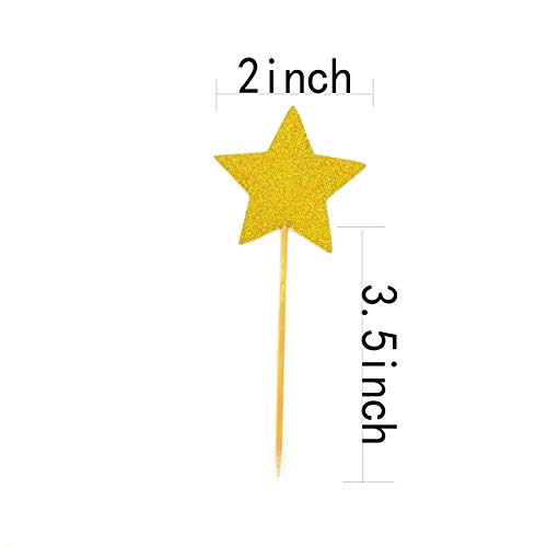 Toomeecrafts Double Sided Star Topper Gold Glitter Star Wand Cak