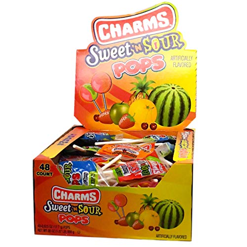Charms Sweet And Sour Pops, In 5 Assorted Sweet/Sour Flavors, 48