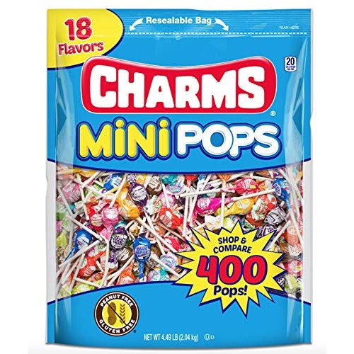 Charms Mini Pops 18 Assorted Lollipop Flavors With Re-Sealable C