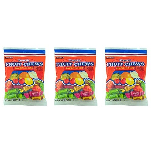 Tootsie Fruit Chews Assorted Fruit Rolls, 5.8 Oz, Pack Of 3