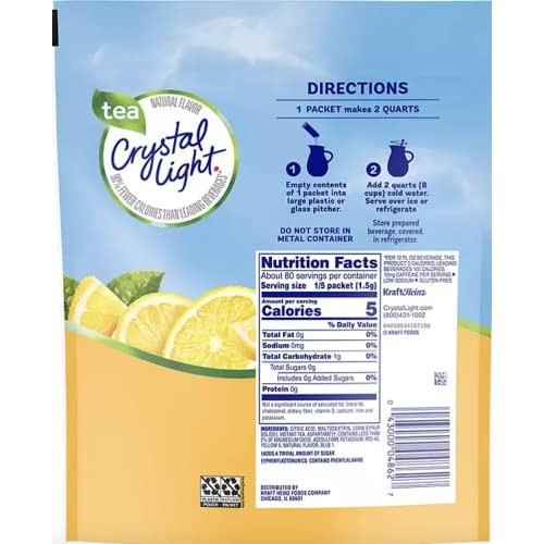 Crystal Light Lemon Iced Tea Naturally Flavored Powdered Drink ...