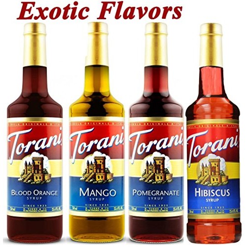 Torani Exotic Flavors Syrup 4 Pack, Blood Orange, Mango, Pomegra