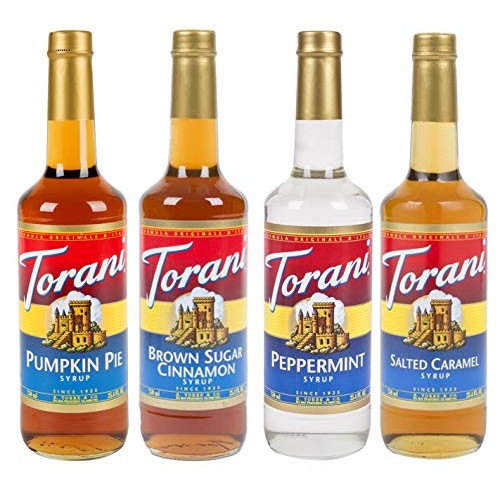 Torani Fall Winter Syrup 4 Pack, Pumpkin Pie, Peppermint, Salted...