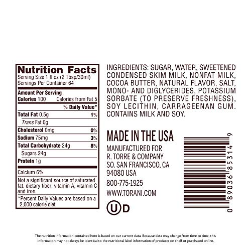 Torani Puremade Sauce, White Chocolate, 64 Ounces