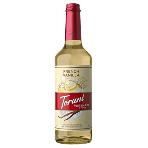 Torani Puremade Syrup, French Vanilla Flavor, Glass Bottle, Natu...