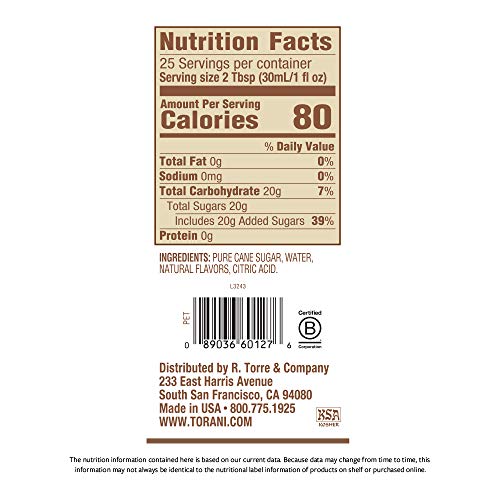 Torani Puremade Syrup, Vanilla Flavor, Pet Bottle, Natural Flavo