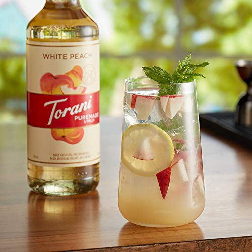 Torani Puremade Syrup, White Peach Flavor, Glass Bottle, Natural