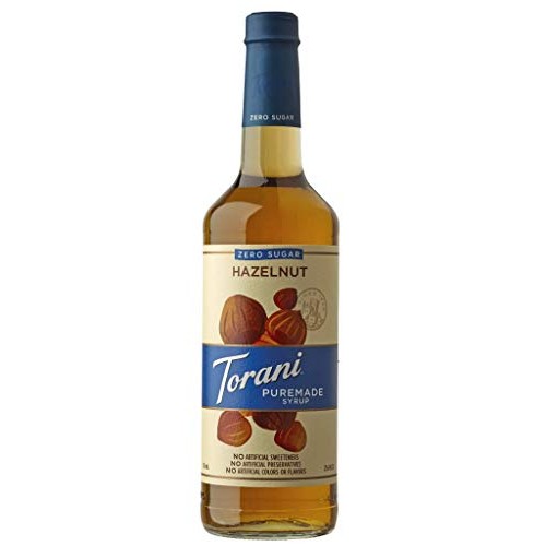 Torani Puremade Syrup, Zero Sugar Hazelnut Flavor, Glass Bottle,