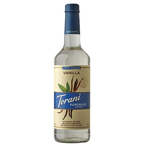 Torani Puremade Syrup, Zero Sugar Vanilla Flavor, Glass Bottle,