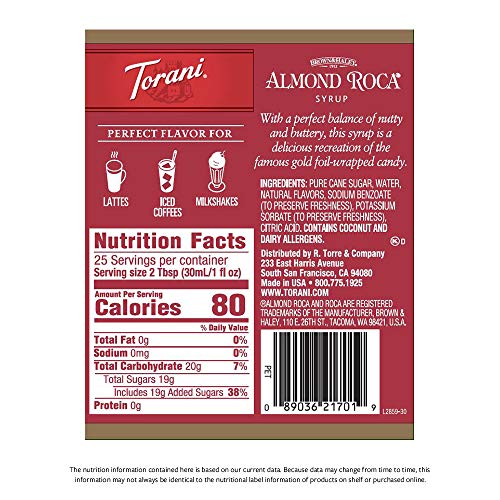 Torani Syrup, Almond Roca, 25.4 Ounce Pack Of 4
