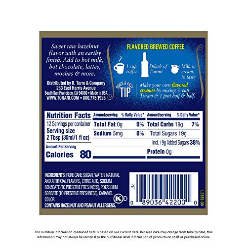 Torani Syrup, Hazelnut, 12.7 Oz