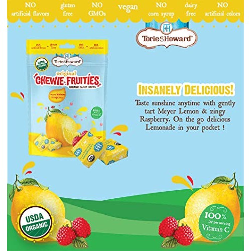 Torie &Amp; Howard Chewie Fruities Organic Candy Lemon &Amp; Raspberry,