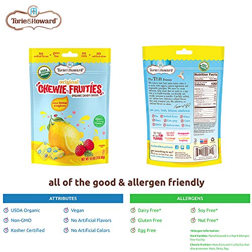Torie &Amp; Howard Chewie Fruities Organic Candy Lemon &Amp; Raspberry,