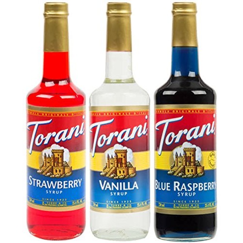 Torani Syrup Patriotic Flavor 3 Pack, Strawberry Red, Vanilla