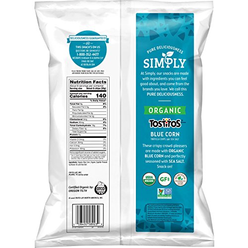 Tostitos Simply Organic Corn Tortilla Chips, Blue, 8.25 Ounce