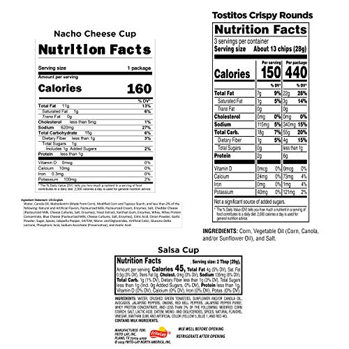 Tostitos Variety Bite Sized Rounds Salsa Cups Nacho Cheese Cups,...