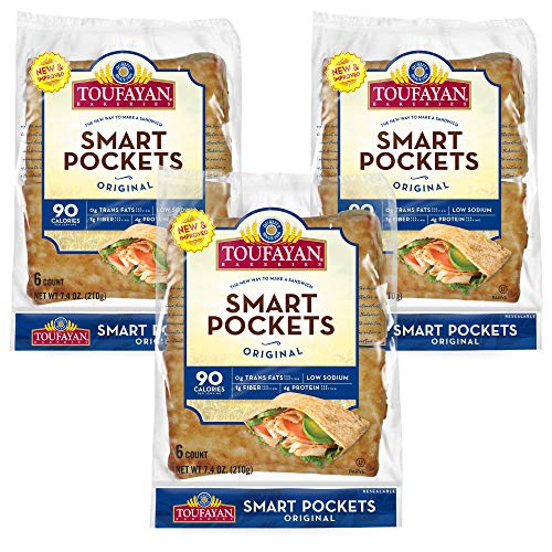 Toufayan Bakery, Original Plain Smart Pockets Pita Bread, Low Ca