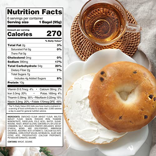 Toufayan Bakeries, Cinnamon Raisin Bagels | 10g Protein | 2g Fib...