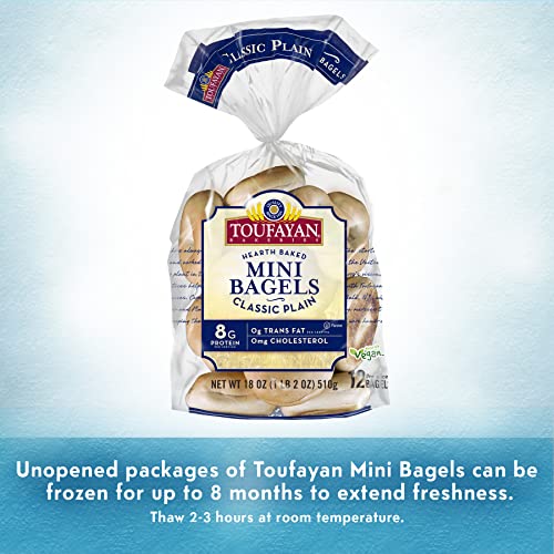 Toufayan Bakeries, Plain Mini Bagels | 4g Protein | 1g Fiber | V...