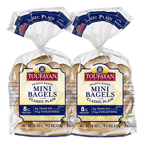 Toufayan Bakeries, Plain Mini Bagels | 4g Protein | 1g Fiber | V...