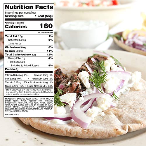 Toufayan Bakery, Classic Plain White Pita Bread, Naturally Vegan