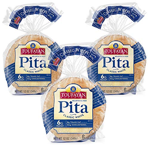 Toufayan Bakery, Classic Plain White Pita Bread, Naturally Vegan