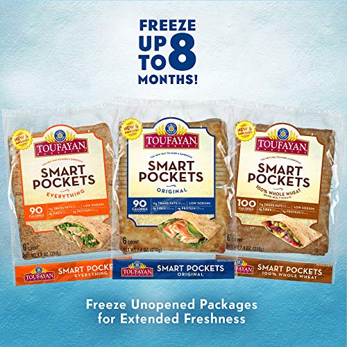Toufayan Bakery, Everything Smart Pockets Pita Bread, Low Sodium