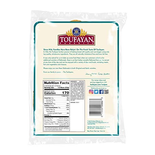 Toufayan Bakery, Garlic Naan Bread Flatbread, Traditional East I