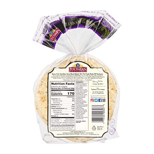 Toufayan Bakery, Garlic Tandoori Indian Flatbread, All Natural,