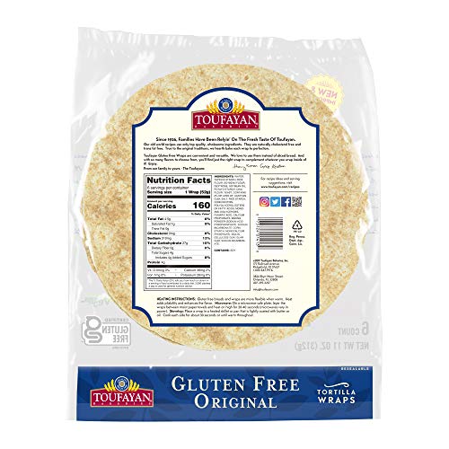 Toufayan Bakery, Plain Original Gluten Free Wraps For Sandwiches