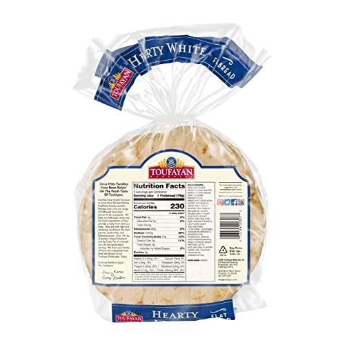Toufayan Bakery, White Mediterranean Flat Bread For Gyros, Sandw