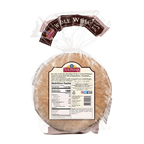 Toufayan Bakery, Whole Wheat Pita Bread For Sandwiches, Meats, S