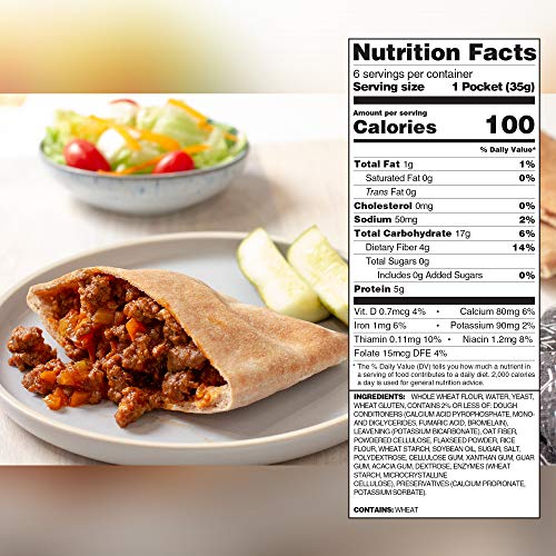Toufayan Bakery, Whole Wheat Smart Pockets Pita Bread, Low Calor Toufayan Bakery, Whole Wheat Smart Pockets Pita Bread, Low Calor