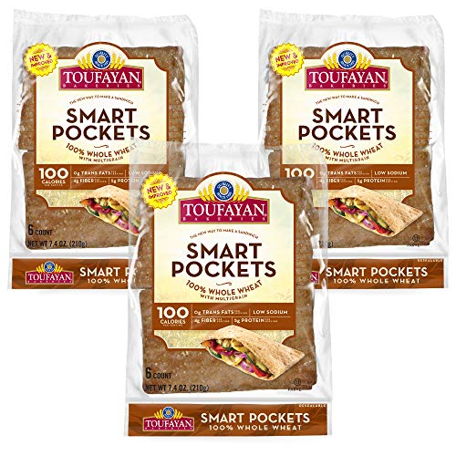 Toufayan Bakery, Whole Wheat Smart Pockets Pita Bread, Low Calor Toufayan Bakery, Whole Wheat Smart Pockets Pita Bread, Low Calor