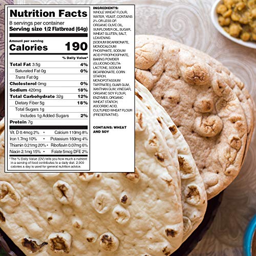 Toufayan Bakery, Whole Wheat Tandoori Indian Flatbread, All Natu