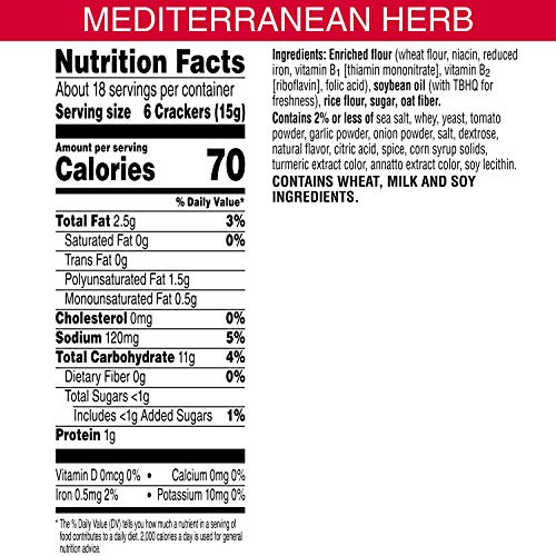 Keebler, Town House Pita, Crackers, Mediterranean Herb, 9.5 Oz