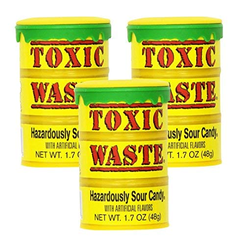 Toxic Waste Hazardously Sour Candy Drum 1.7Oz Pack Of 3