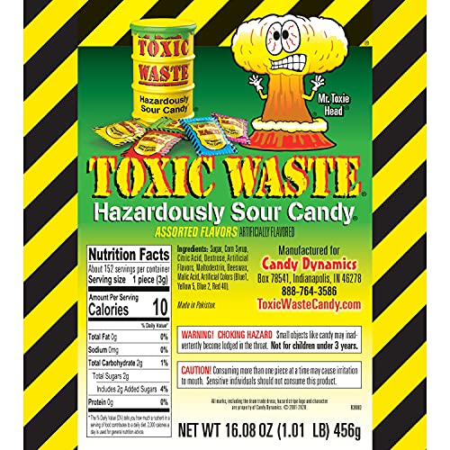 Toxic Waste - Hazardously Sour Candy, 5 Assorted Flavors ~ 1 Pou
