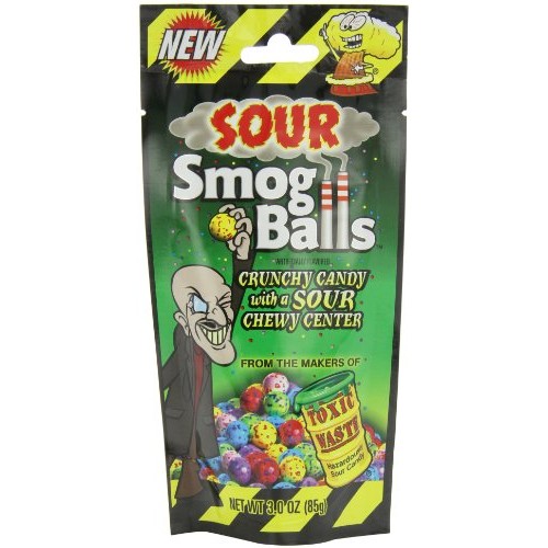 TOXIC WASTE Smog Balls Candy Gusseted Bags, 3 oz Pack of 12