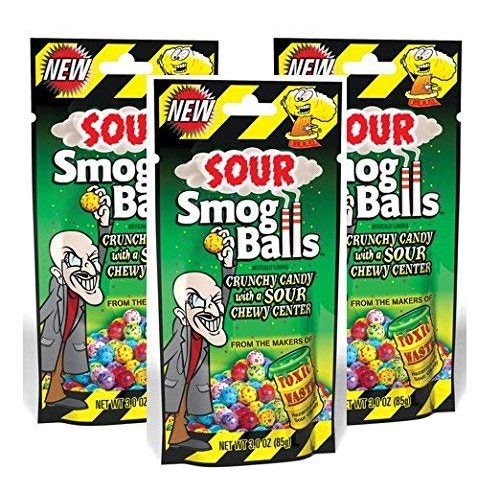 Toxic Waste Sour Smog Balls Candy Bundle - Crunchy Candy With A