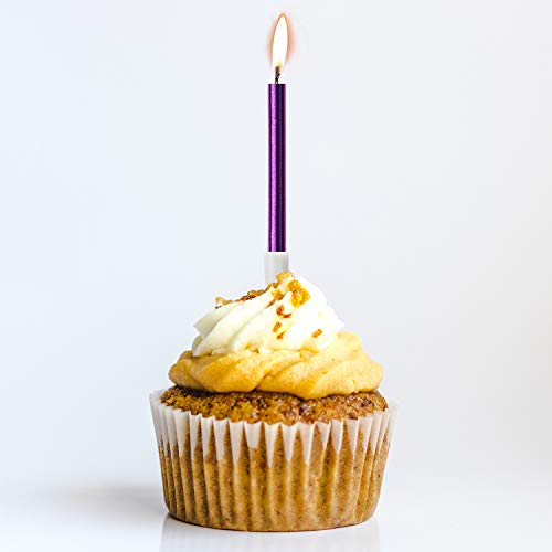 Toymis 24 Pieces Metallic Birthday Candles In Holders Tall Birth